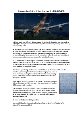 A preview of a PDF biography for Bodsworth, Jack Arthur William